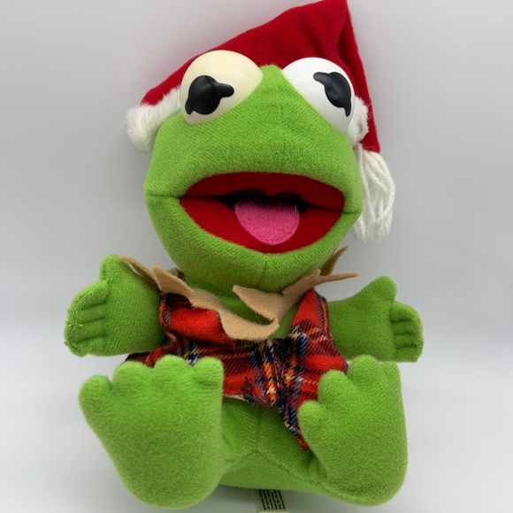 VTG Jim Henson Baby Kermit the Frog Christmas Santa Elf Muppet Plush Doll 1987 - Picture 2 of 14